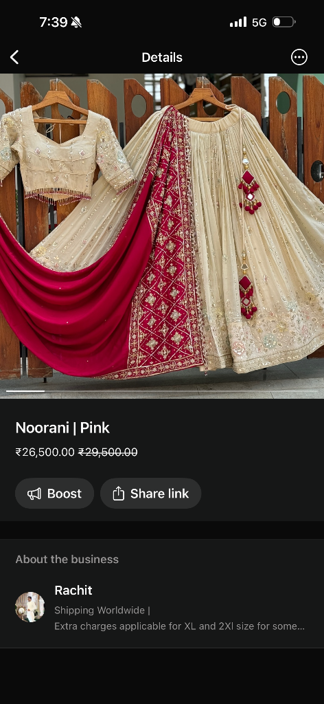 Noorani | Pink resham