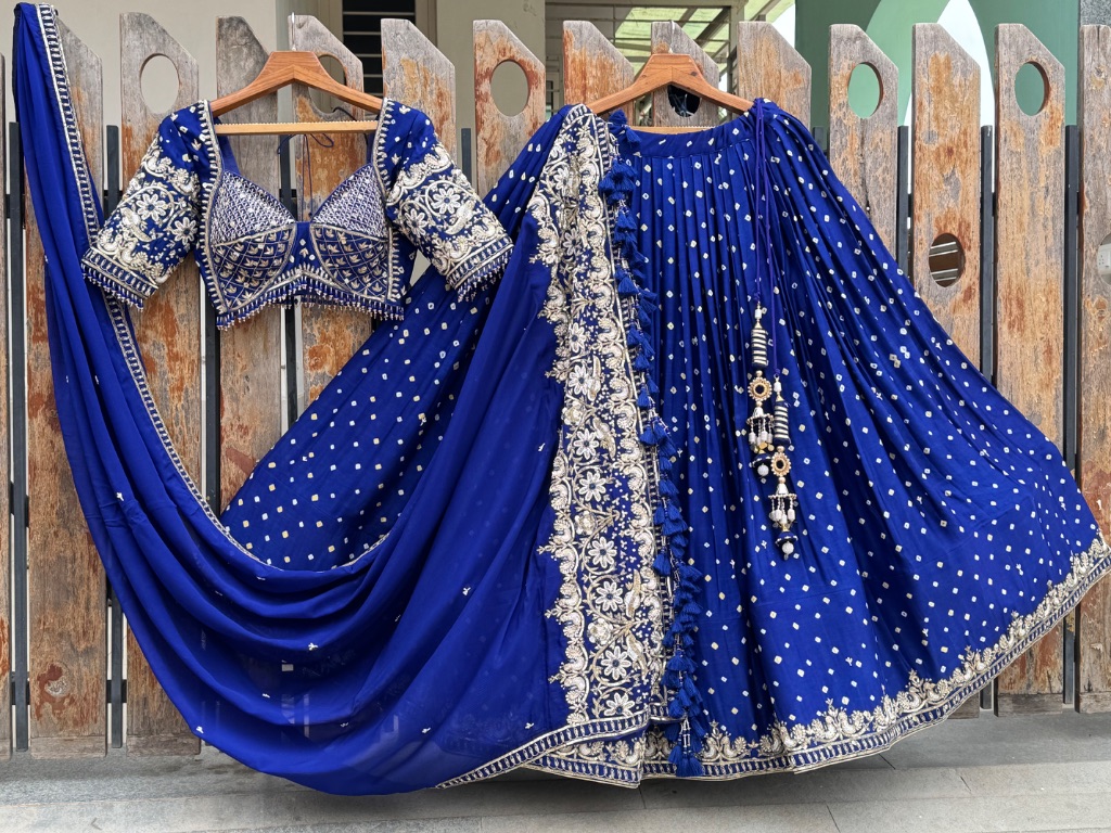 Peacock | royal blue bandhej